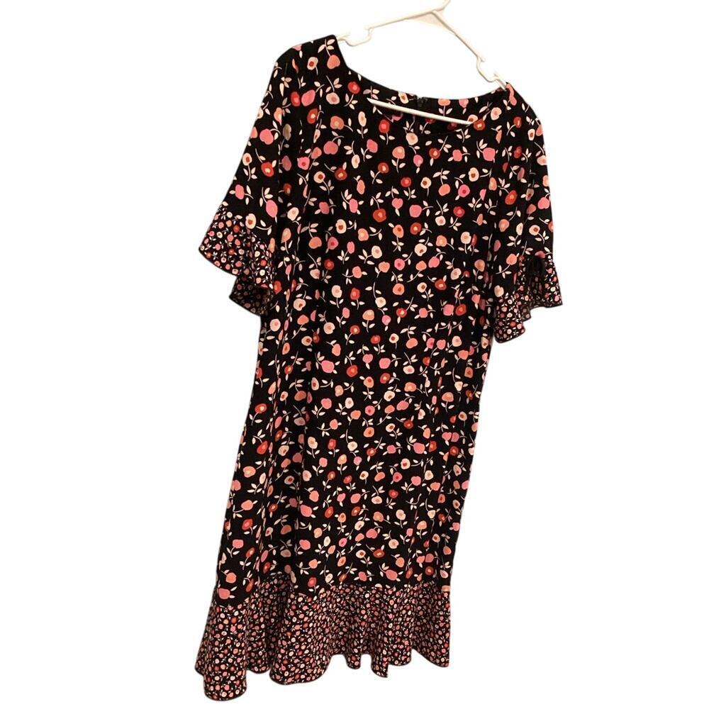 Talbots Womens Dress Plus Size 16 Black Floral Spring Preppy Work Office Career
